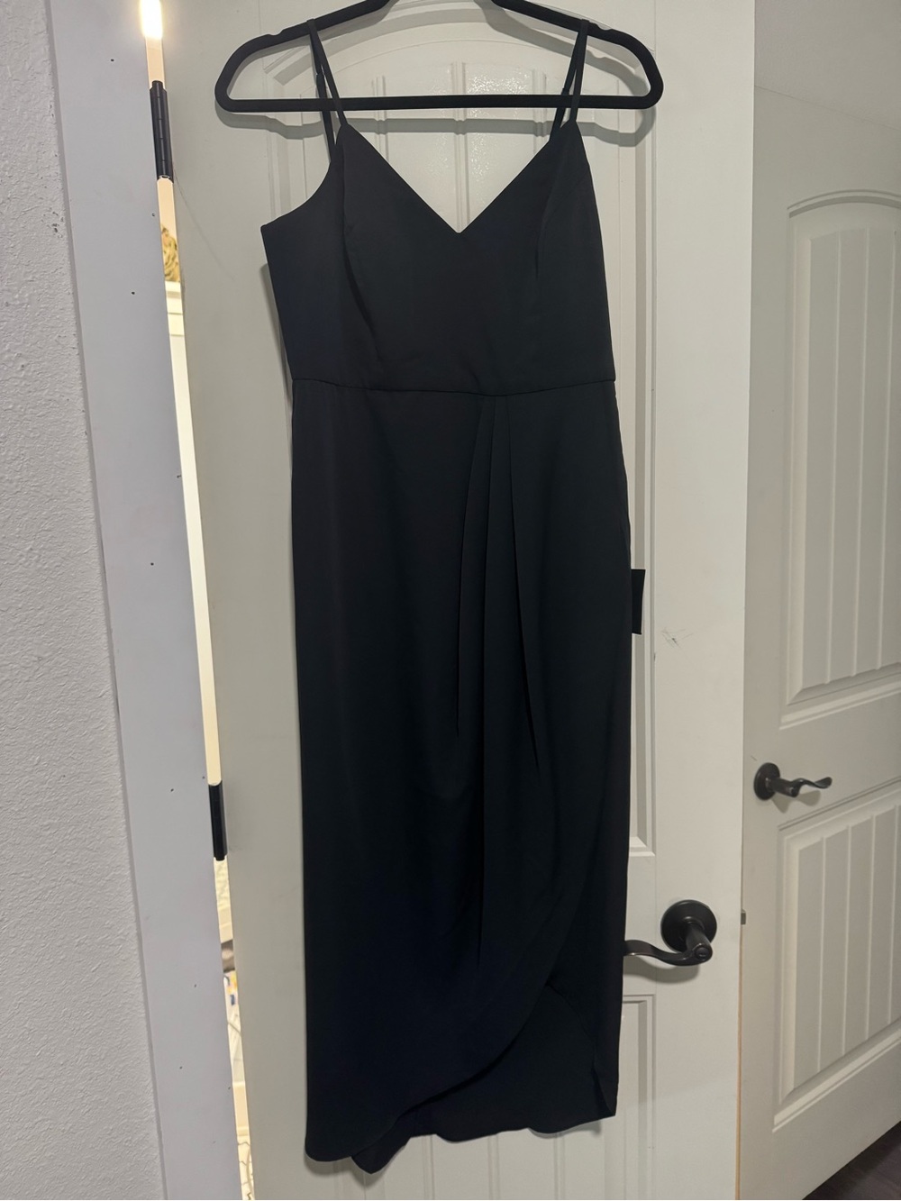 Classic Black Spaghetti-Strap Midi Dress